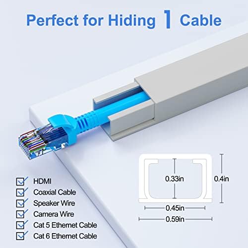 Yecaye Cord Hider, 113in One-Cord Cable Raceways, W0.59in H0.4in, Grey - Image 2