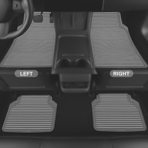 CAR PASS Gray Rubber Car Floor Mats & Cargo Liners, All Weather Car Mats & Trunk Mats,Waterproof Automotive Floor Mats Trim to Fit for Most Cars Sedans SUVs Vans, Durable Heavy Duty Anti-Slip, Gray - Image 2