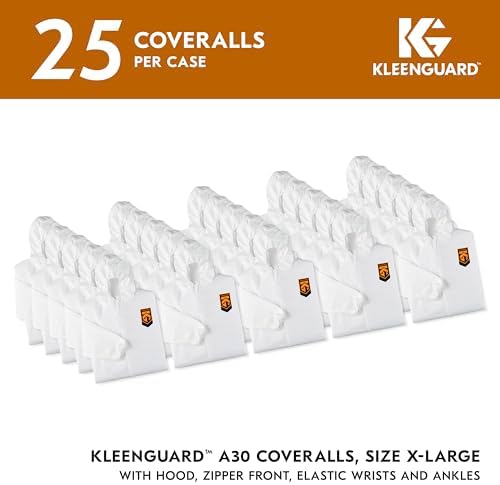 KleenGuard 46114 A30 Elastic-Back & Cuff Hooded Coveralls, White, X-Large (Case of 25) - Image 2