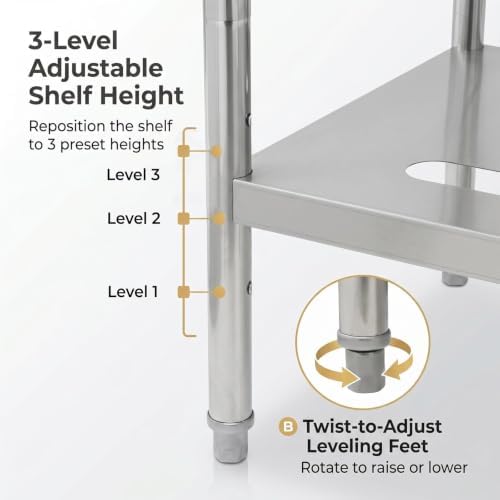 GarveeTech 24x21x36 in Stainless Steel Sink, Freestanding Utility Basin Workstation, Single Deep Bowl Wash Basin - Hot & Cold Brass Pull-Out Faucet - Backsplash, Storage Shelf, Drain Kit - Image 2