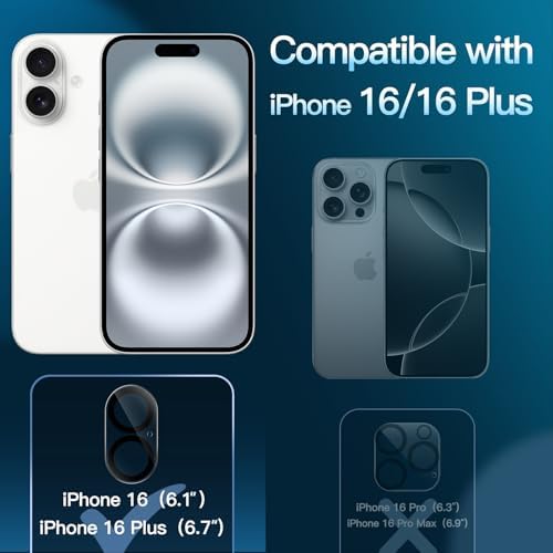 JETech Camera Lens Protector for iPhone 16/16 Plus, 3-Pack - Image 2