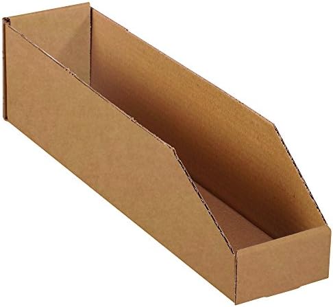 BOX USA BBINBWZ418K Open Top Bin Boxes, 4" x 18" x 4 1/2", Kraft (Pack of 50) by BOXUSA