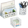 EasyPAG Desk Organizers and Accessories 3 Pieces Office Organizer Set - Pen Holder for Desk, Mail Sorter Countertop and Sticky Note Holder, White by EasyPAG