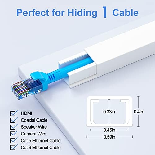 Yecaye Cord Hider, 113in One-Cord Cable Raceways, W0.59in H0.4in, White - Image 2