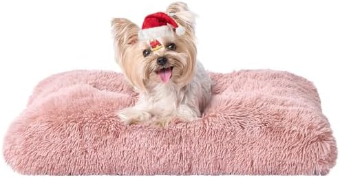 EHEYCIGA Fluffy Dog Crate Bed for Small Dogs, Plush Crate Pad, Pink by EHEYCIGA