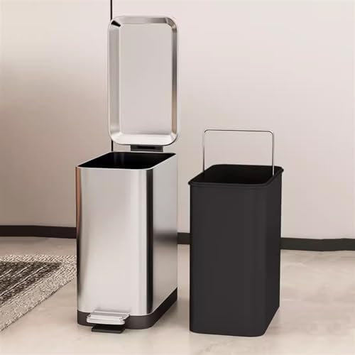 Stylish Stainless Steel Trash Can with Soft Close Lid Removable Inner Bucket Ideal for Home Kitchen Bathroom Sleek Tungsten Finish 18L Capacity - Image 5