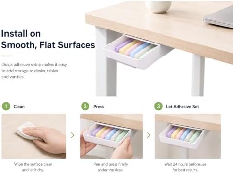 YOOUSOO Under Desk Drawer Organizer, 2 Pack Self Adhesive Slide Out Desk Storage Drawers, Hidden Desk Drawer Attachment for Pens, Notes, Cables, Earbuds and Small Office Accessories - Image 2