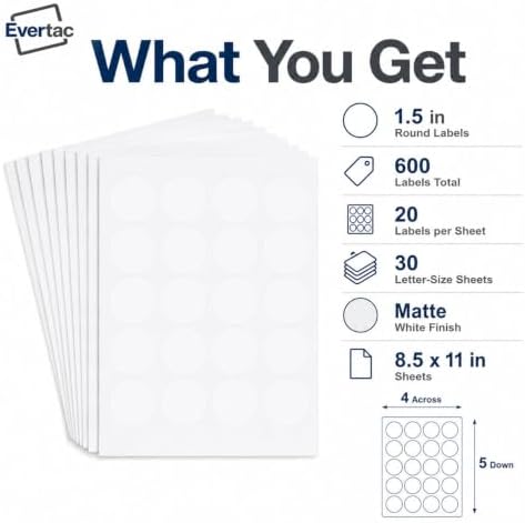 1.5" Round Labels, Printable for Laser & Inkjet, 600 Labels - Image 6