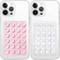 Anteel 2 Pack Silicone Suction Phone Case Mount, Non Slip Sticky Grip for Cellphone, Silicon Adhesive Suction Cup Mount, Strong Grip Holder for Selfies and Videos (LightPink&White) by Galundge