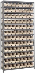 Quantum Storage Systems 1275-101IV Solid Heavy Duty 13 Shelves 96 Economy Ivory Bins 75" H x 36" W x 12" D by QuantumStorageSystems