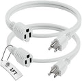 PLUGTUL 1 FT Extension Cord | 2-Pack Short Power Cord, Indoor/Outdoor 16 Gauge 3 Prong Grounded Wire ETL Listed, 13A 1625W 125V SJTW, White by PLUGTUL