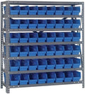 Quantum Storage Systems 1839-103BL Steel Shelving Unit with 4" Shelf Bins, 18" D x 36" W x 39" H, Blue by QuantumStorageSystems