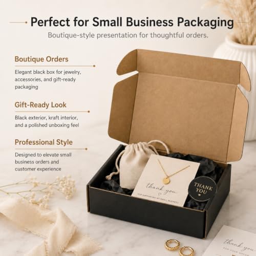 9x6x2 Inches Shipping Boxes Pack of 25, Black Corrugated Cardboard Boxes for Small Bussiness, Packing and Mailing - Image 5