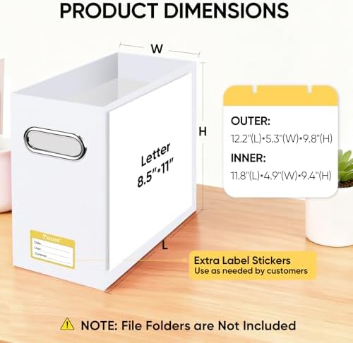 BALEINE 4PK File Organizer Box, Cardboard File Folder Organizer with Handle - Image 3