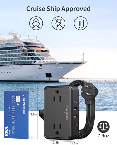 HOPOW Flat Plug Extension Cord, 4AC&2A2C, 6 FT Power Strip for Travel - Image 6