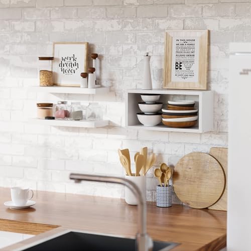 RICHER HOUSE 3-Set White Floating Wall Shelves, Bathroom Shelf Over Toilet - Image 5