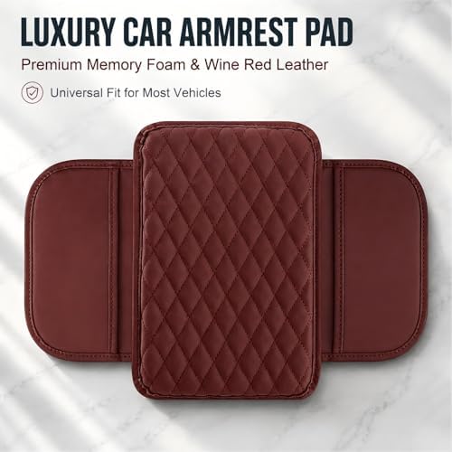 Car Center Console Cover, Upgraded Microfiber Leather Car Armrest Cover Cushion, Scratch-Resistant Armrest Storage Pad with 2 Storage Bags, Universal for SUV, Sedan, Truck (Red) - Image 6