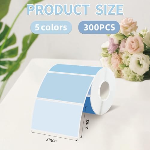 3" x 2" Blue Thermal Label,Self-Adhesive Rectangle Thermal Sticker Labels for Logo Design,Name/Price Tag,Thanks Card,Address,QR Code - Image 2