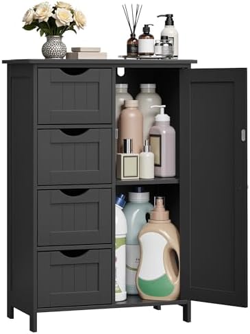 VASAGLE Floor Storage Cabinet, Farmhouse, 4 Drawers and 1 Door,32.3" H by VASAGLEbySONGMICSHOME