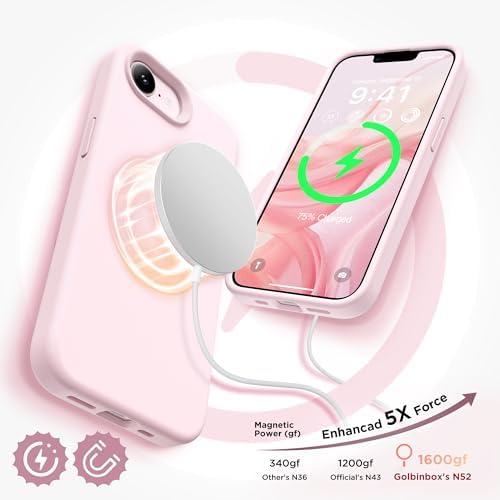 GolbinBox Magnetic for iPhone 17e/16e Case, Silicone Cover, Chalk Pink - Image 3