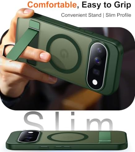 Temdan Designed for Google Pixel 11 Case 2026, [Built-in Invisible Kickstand][Compatible with MagSafe][Military Grade Shockproof] Slim Translucent Matte Phone Case-Green - Image 7