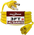 3 Ft Yellow Outdoor Extension Cord, 14 Gauge Heavy Duty Power Cord by PALARINE