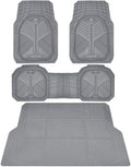CAR PASS Heavy Duty Rubber Car Mats with Cargo Liner, Deep-Dish Car Floor Mats and Trunk Mat All Weather, Universal Trim-to-Fit for SUVs Trucks Sedans, Waterproof Anti-Slip, Trimmable V12 Gray by CARPASS