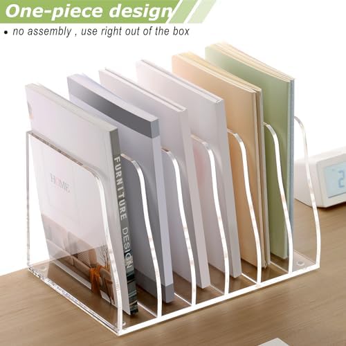 SANRUI Acrylic Desk File Organizer, Clear Magazine File Holder 6 Slot - Image 5