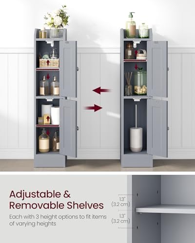 VASAGLE Small Storage Corner Floor Cabinet, 2 Doors, Dove Gray - Image 5