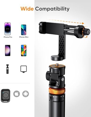 EUCOS 62" Phone Tripod, Tripod for iPhone & Selfie Stick with Remote - Image 4