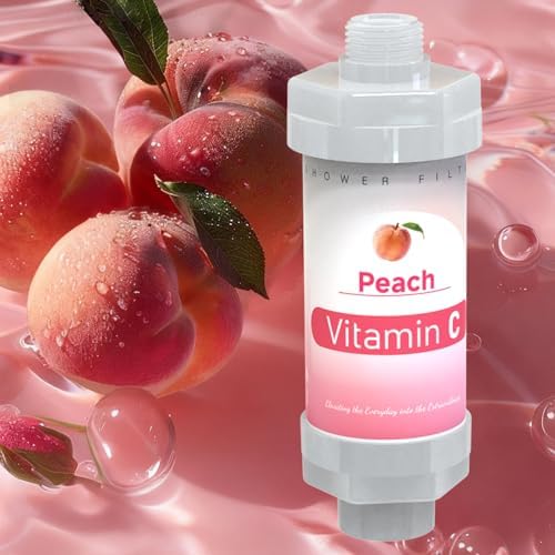Vitamin C Shower Head Filter for Hard Water Bathroom Accessories Water Filter Replacement Cartridge Remove Chlorine Fluoride Heavy Metals Improves Skin Condition Protects Hair Peach Scent by Unknown