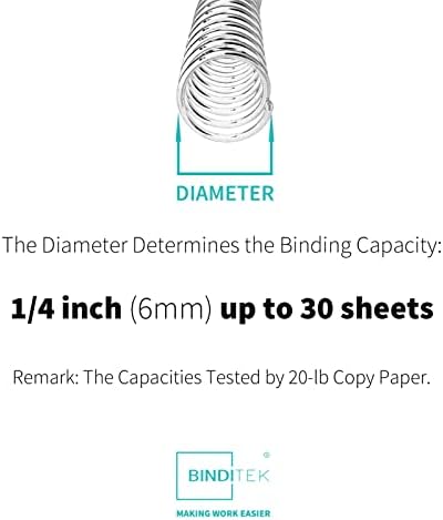 Binditek 50 Pack Plastic Spiral Binding Coils, 6mm(1/4"), 30 Sheet Capacity, 4:1 Pitch, Clear, 48Loops, for Letter Size, for Students and Coworkers - Image 3