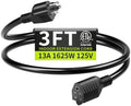 16/3 Black Extension Cord 3 FT Indoor, Short Extension Cord by Seeklyze