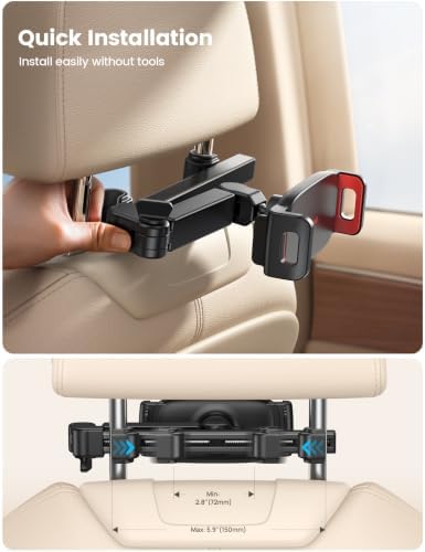 Lamicall Car Headrest Tablet Holder - 3 in 1 Extension Arm Tablet Car Mount - Image 5