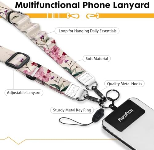 Icycay Phone Lanyard Crossbody Strap Neck Adjustable Teacher Women Flower - Image 3