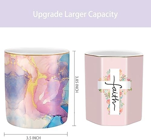 Cute Desk Pens Holder, Pencil Cup Holder for Desk, Ceramic Desktop Storage Pen Pencil Organizers Stationery Supplies for Office, Home, Gold Pattern - Image 2