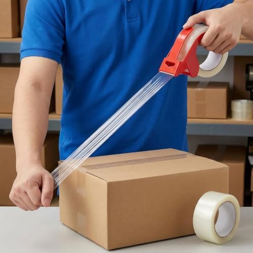 Clear Packing Tape 1.88 Inch x 60 Yds x 2 Rolls, Packing Tape with Dispenser, Heavy Duty Packaging Tape, Strong Adhesive Moving Tape, Tear Resistant, Easy Tear, No Residue for Shipping - Image 4