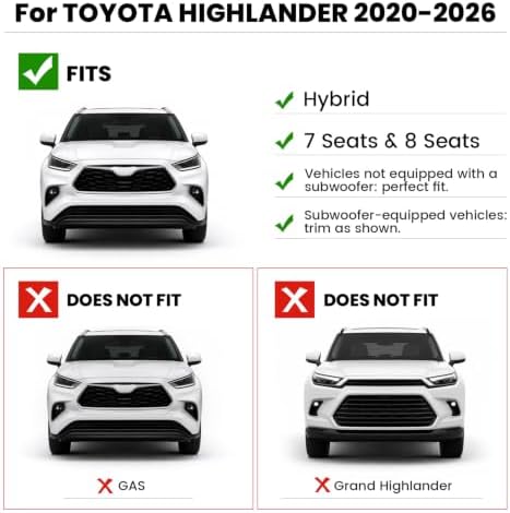 LASFIT Floor Mat for Toyota Highlander Hybrid 2020-2026 7 & 8 Seats - Image 2