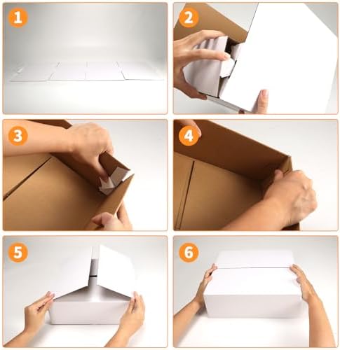 CRUGLA 12x12x3 Shipping Boxes 25 Pack, White Corrugated Cardboard Boxes with Side-Lock and Pre-Applied Double-Sided Tape, Easy Assemble Packing Mailer Boxes for Small Business Shipping - Image 6