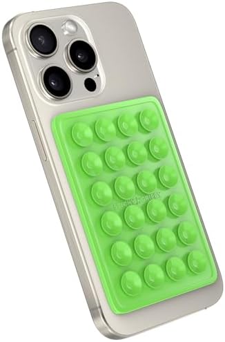 StickyGrippy Suction Phone Case Mount, Sillicon Adhesive Phone Accessory for iPhone and Android, Hands-Free Strong Grip Mirror Shower Phone Holder, Tiktok Videos and Selfies (Green) by StickyGrippy
