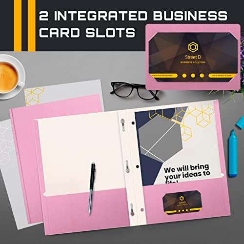 Better Office Products Pink Paper 2 Pocket Folders with Prongs, 50 Pack, Matte Texture, Letter Size Paper Folders, 50 Pack, with 3 Metal Prong Fastener Clips, Pink - Image 4