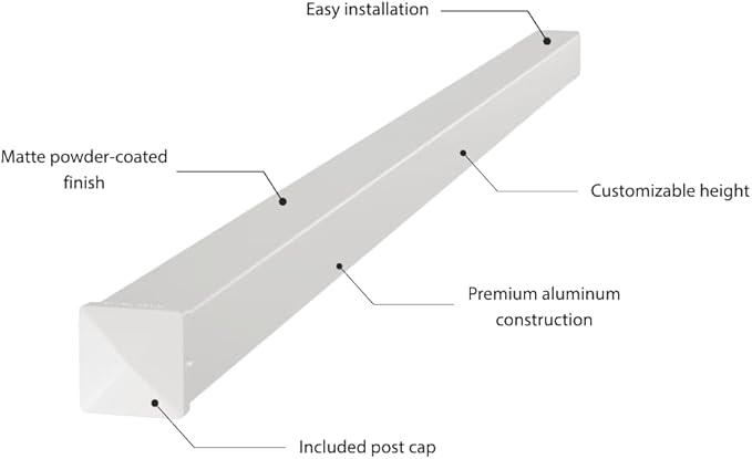 4" x 4" x 9' White Aluminum Dig-Set Fence Post - Image 3