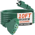 PlugSaf 10 FT 16/3 Outdoor Extension Cord with Multiple Outlets Green by PlugSaf