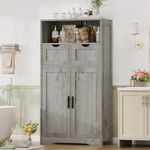Iwell Bathroom Storage Cabinet with 2 Drawers, Small Kitchen Pantry Cabinet - Image 2