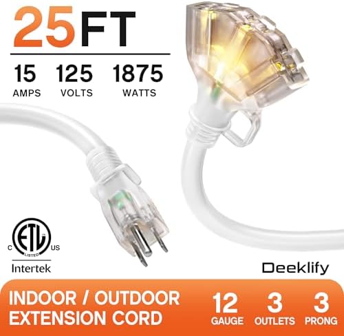 25 FT 12 Gauge Heavy Duty Extension Cord with Multiple Outlets - Image 2