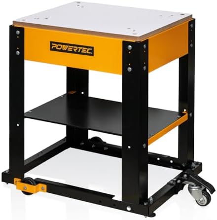 POWERTEC Tool Stand with Wheels, Casters & Melamine MDF Table Top, Power Tool Stand for Miter Saw, Drill Press, Belt Sander, Bench Grinder, Band Saw, Scroll Saw, Planer, Orange (UT1008) by POWERTEC