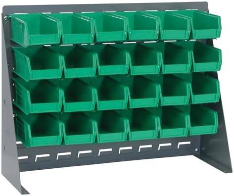 Quantum Storage Systems QBR-2721-210-24GN Ultra Bin Complete Bench Rack Package with 24 Ultra Bins, 27" x 8" x 21" , Green by QuantumStorageSystems