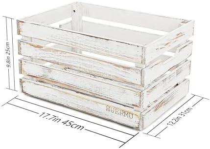 White Wooden Crates are Suitable for Storage, Milk Crates, Wine Crates, Festival Decorations, Camping, and Other Multi-Purpose. They are Sturdy and Durable, set of 2 Length of 17.7 inches. - Image 2