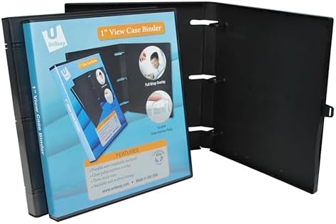 UniKeep 3 Ring View Binder - Binder Case is Fully Enclosed - Available in White, Clear, or Black and in Different Spine Sizes (Box of 20, Black, 1.0 Inch) by UniKeep
