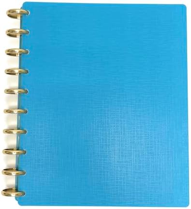Talia Discbound Notebooks, Planner, Customizable, With 1" Gold Discs (Energetic Turquoise, Midsize (7.5in x 9.75in)) by Talia